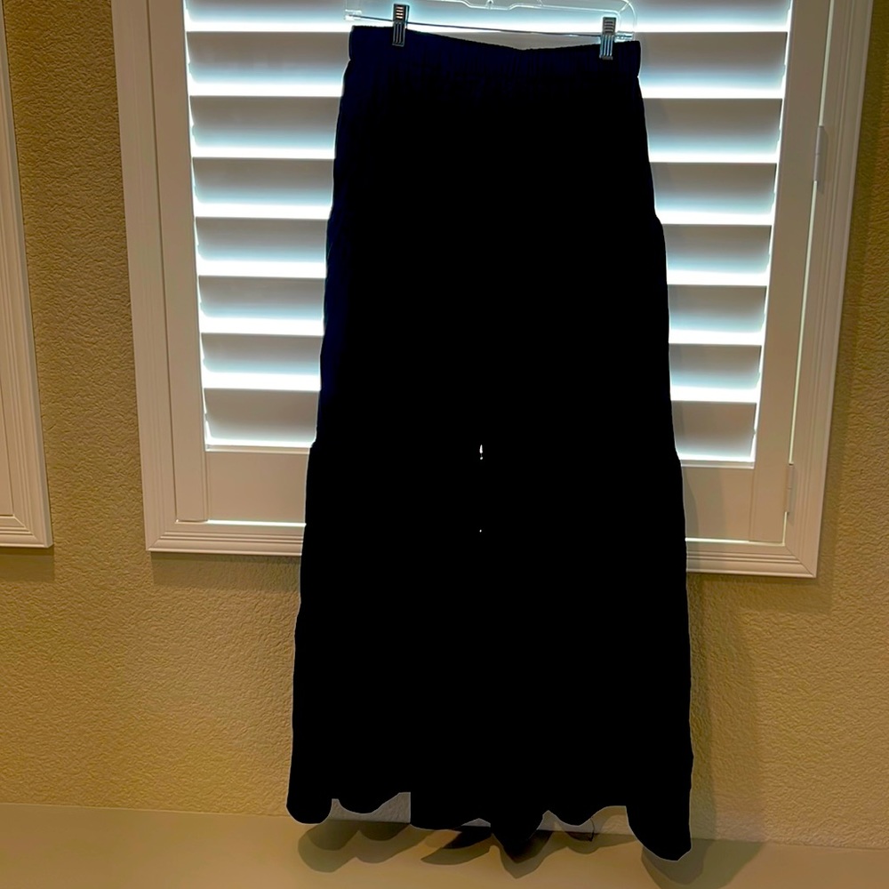 Tiered fun black full leg pants